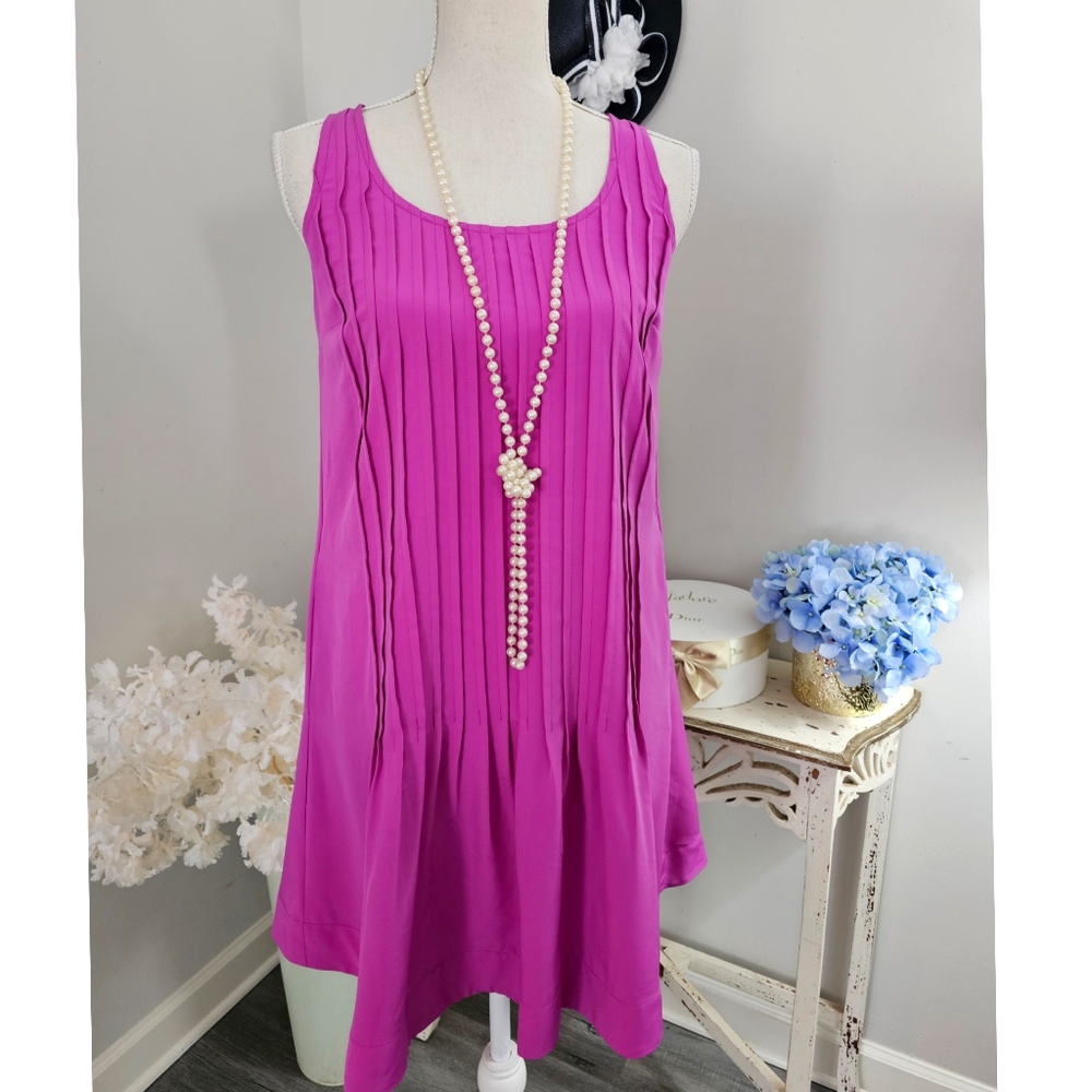 Ralph Lauren Purple Pleated Shift Sleeveless Mini Cocktail Dress